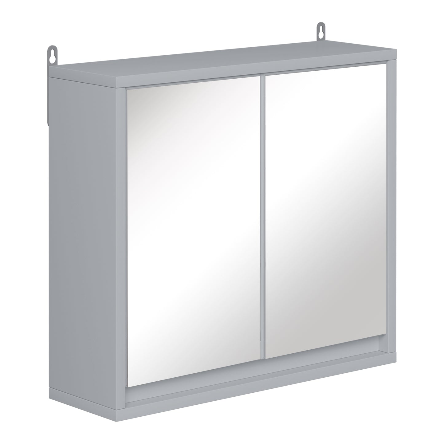 Photo of HOMCOM Wall Mounted Mirror Cabinet with Storage Shelf Bathroom Cupboard Double Door Grey in Grey colour on a white background