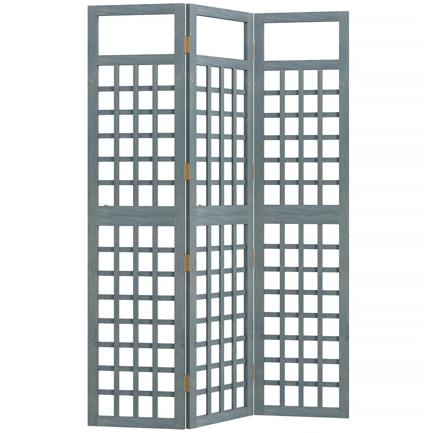 Photo of Outsunny 3-Panel Garden Privacy Screen, Freestanding Foldable Wooden Outdoor Divider/Trellis, Decorative Privacy Screen, Grey in Grey colour on a white background