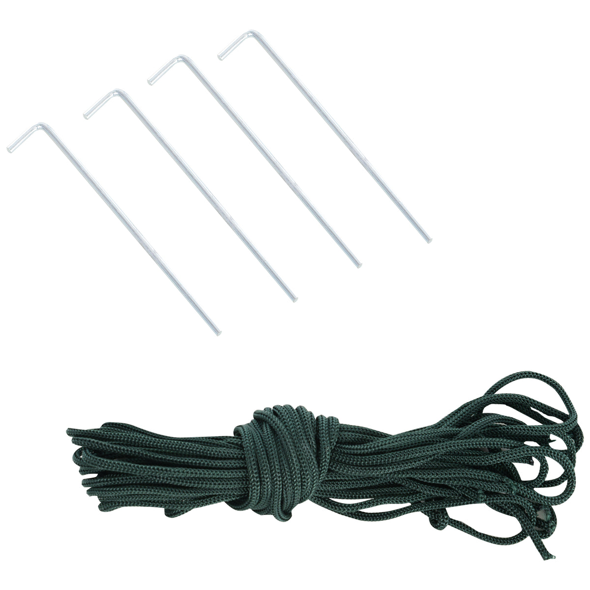 Outsunny greenhouse anchoring kit with four metal stakes and green guy ropes