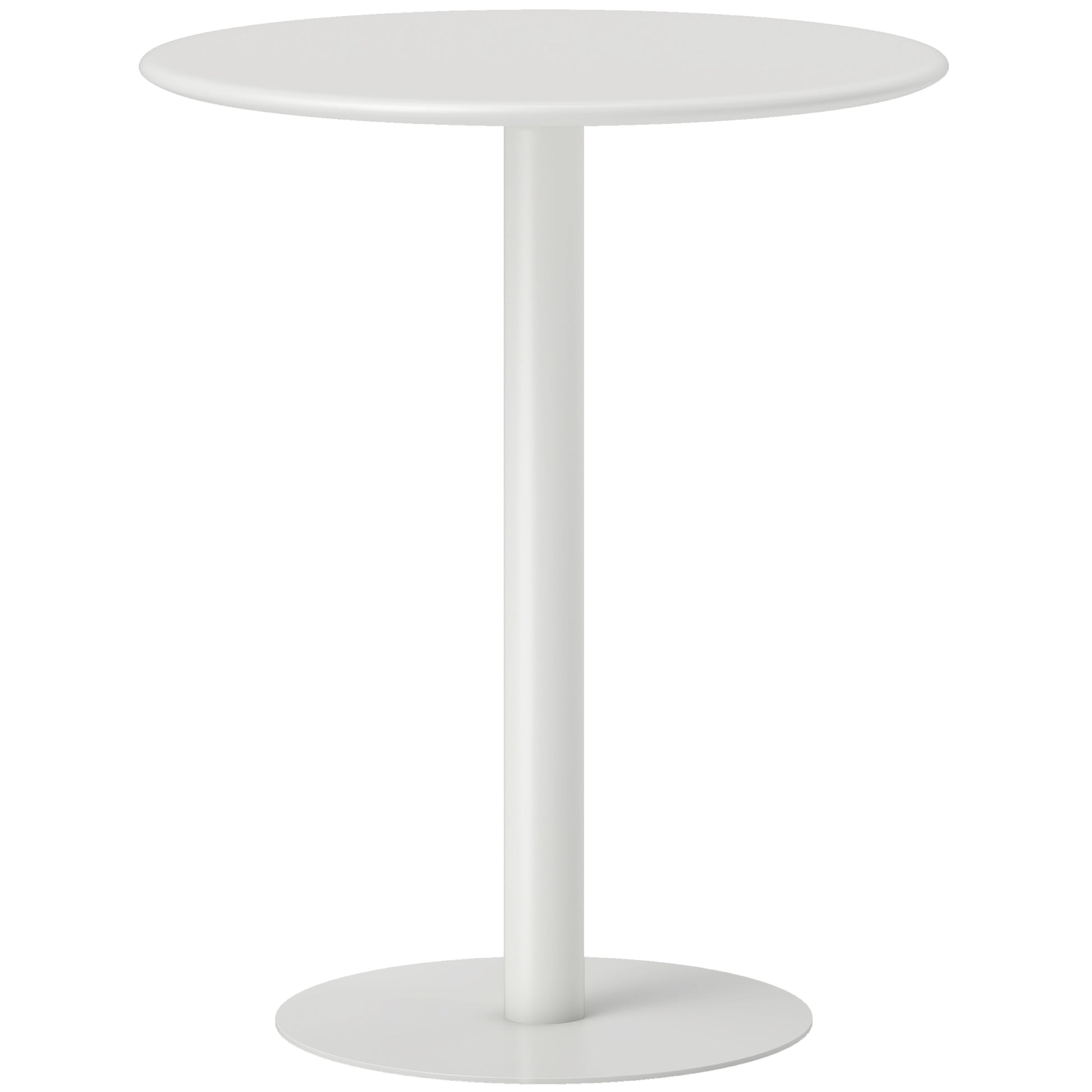 Photo of HOMCOM Dining Table, Round Kitchen Table with Steel Base for Living Room, Dining Room, 60 x 60 x 72cm, White in White colour on a white background