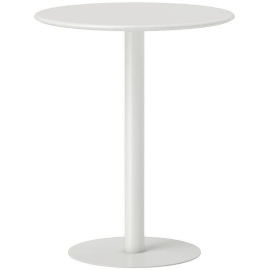 Photo of HOMCOM Dining Table, Round Kitchen Table with Steel Base for Living Room, Dining Room, 60 x 60 x 72cm, White in White colour on a white background