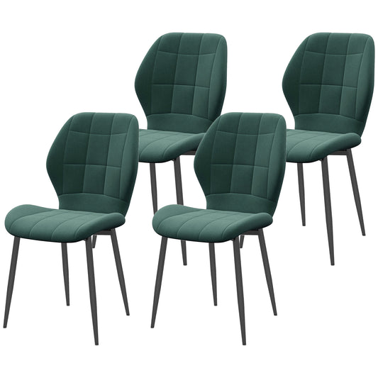 Photo of HOMCOM Set of Four Flannel Relaxed Tub Dining Chairs - Green in Green colour on a white background