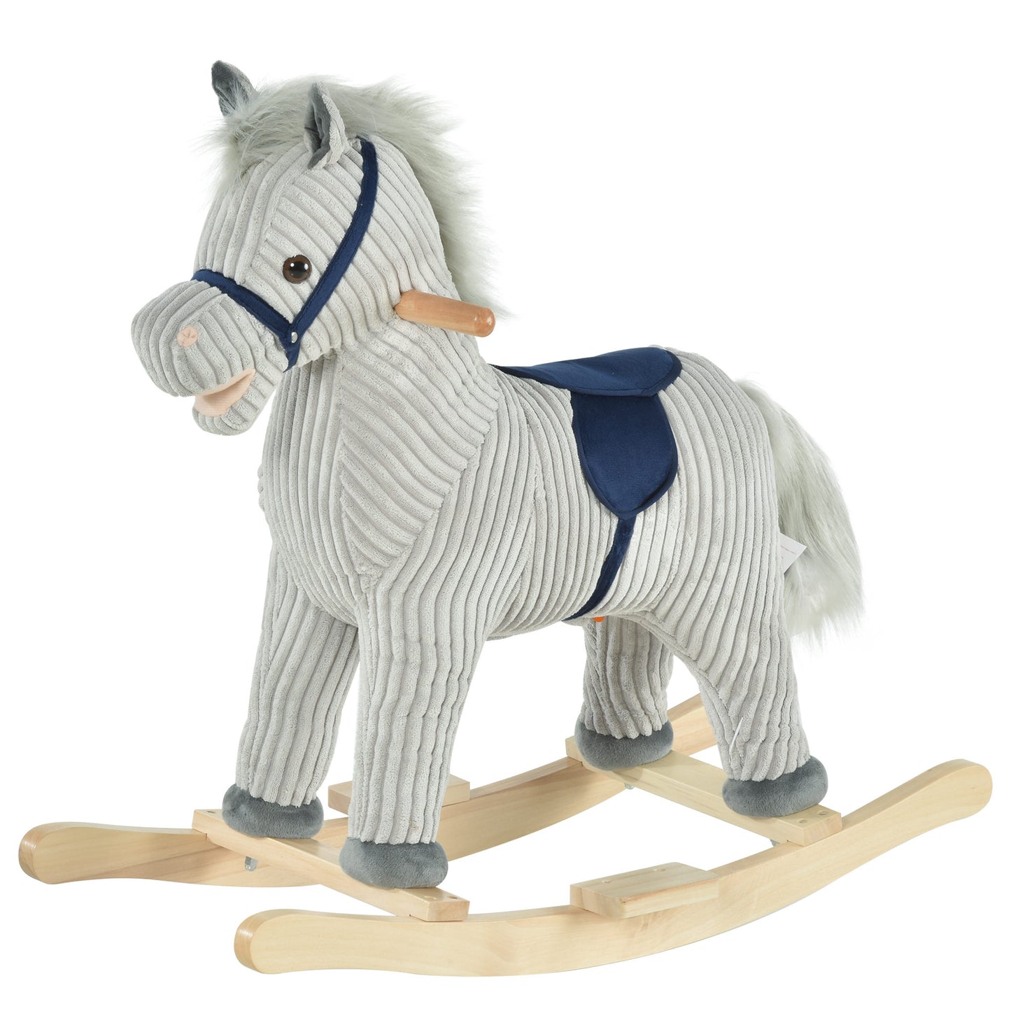 Photo of HOMCOM Kids Plush Rocking Horse w/ Sound Children Rocker Ride On Toy Gift 3-6 Years Grey in Grey colour on a white background