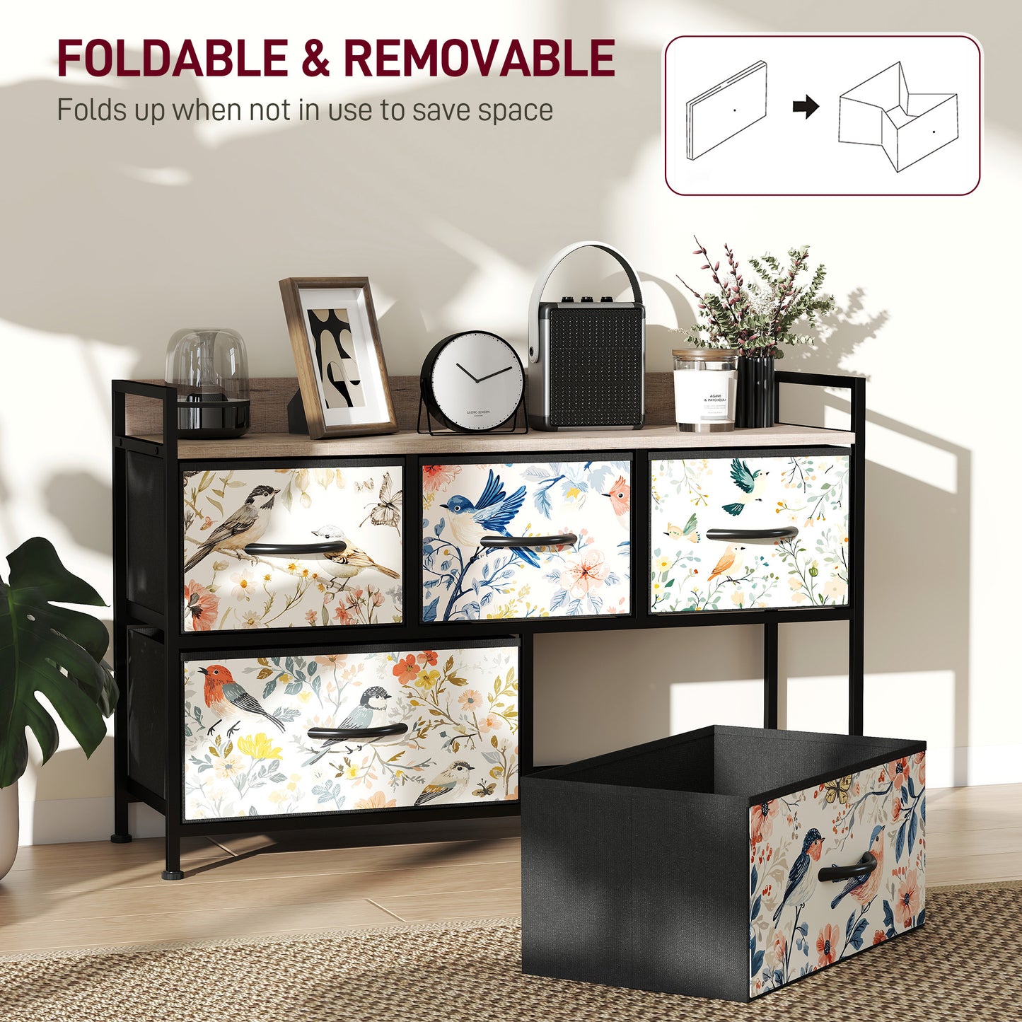 HOMCOM 5-Drawer Chest of Drawers - White