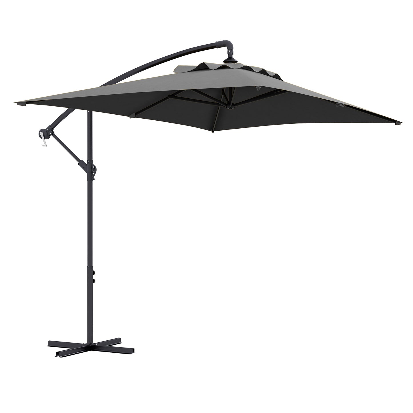 Photo of Outsunny 3(m) Cantilever Overhanging Parasol, with Cross Base - Grey in Grey colour on a white background