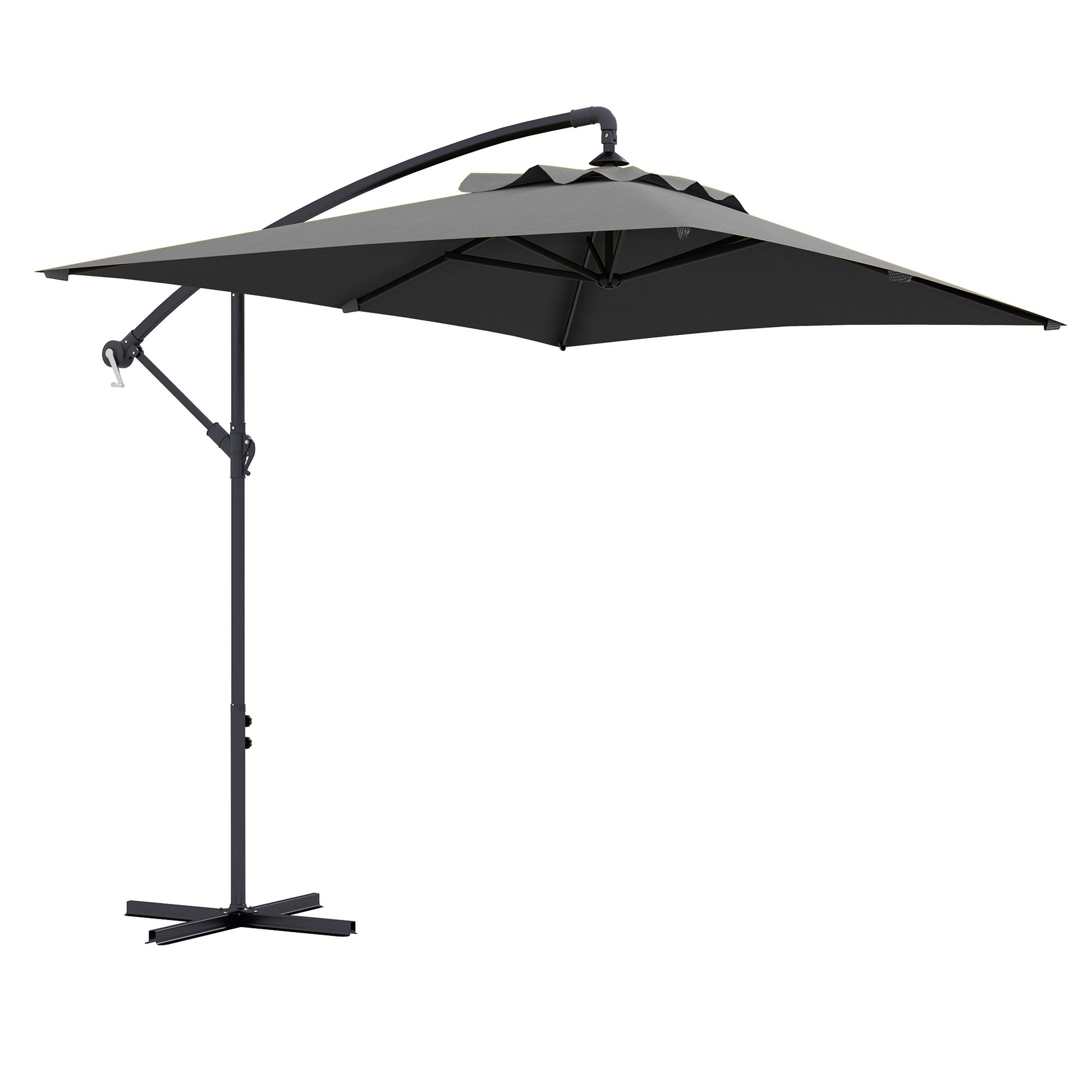 Photo of Outsunny 3(m) Cantilever Overhanging Parasol, with Cross Base - Grey in Grey colour on a white background