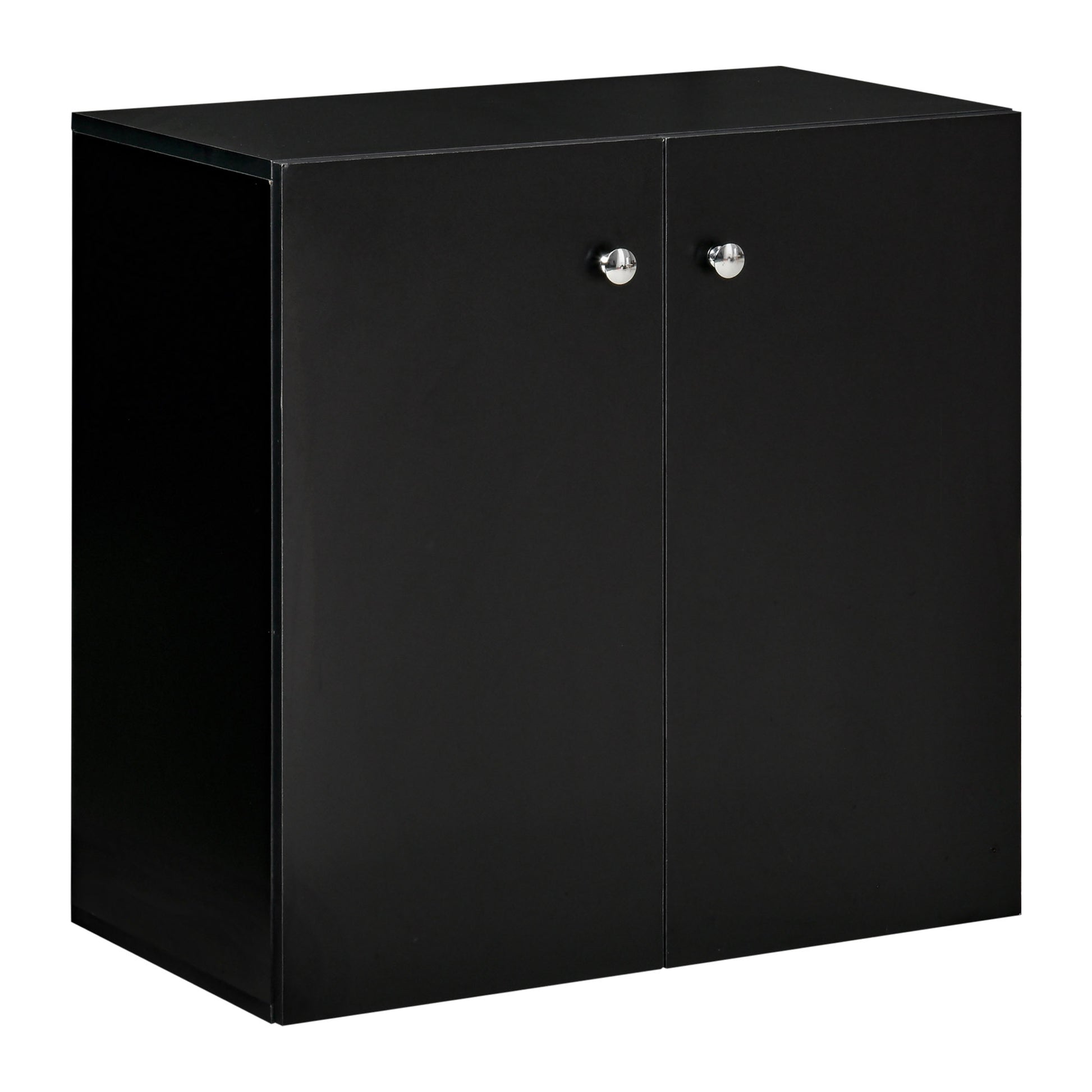 Photo of HOMCOM Storage Cabinet w/ Two Shelves Wooden Sideboard Freestanding Kitchen Cupboard Bookcase - Black in Black colour on a white background