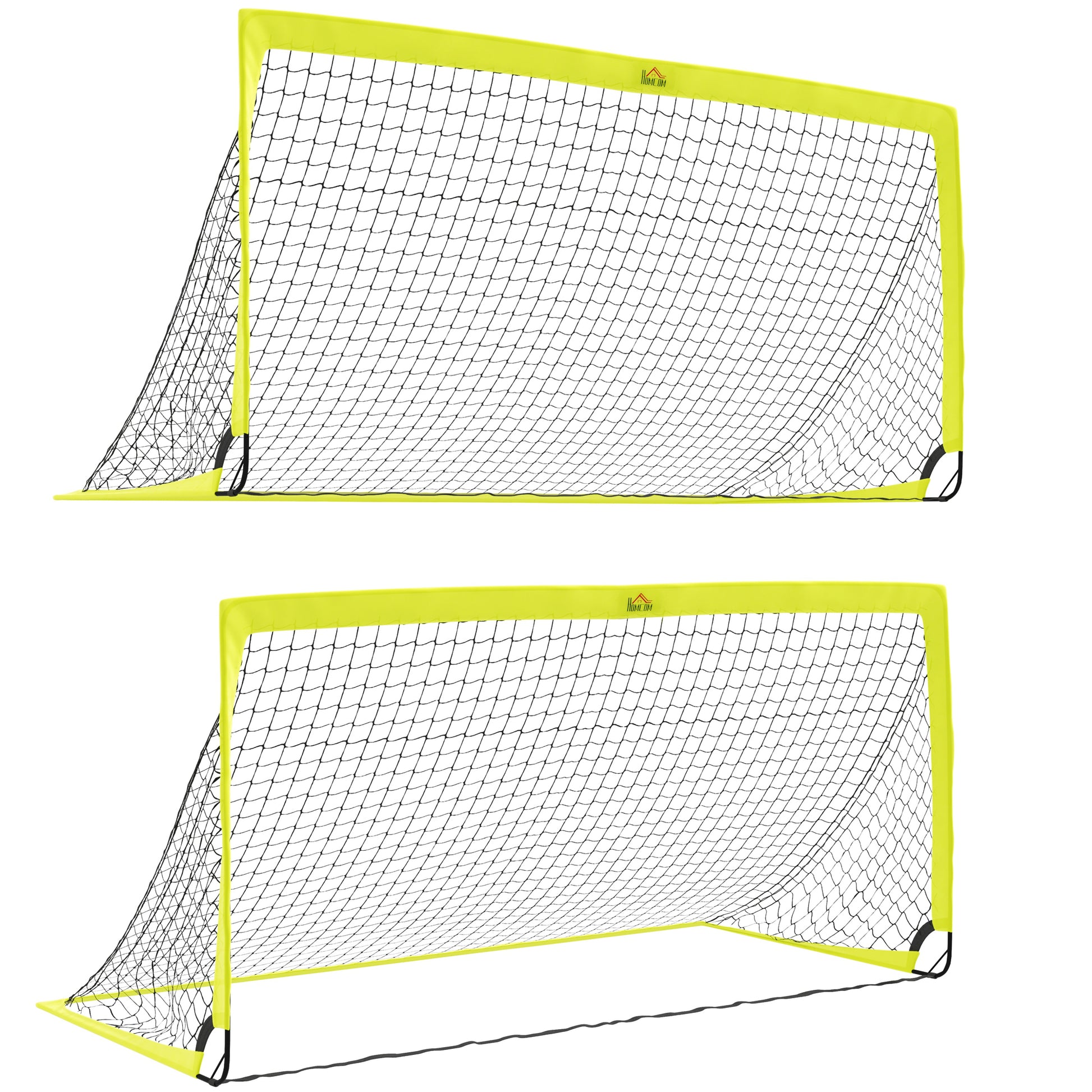 Photo of HOMCOM Two Football Goal Nets, Foldable Outdoor Sport Training Equipment, for Teens, Adults, with Carrying Bag, Yellow in Yellow colour on a white background
