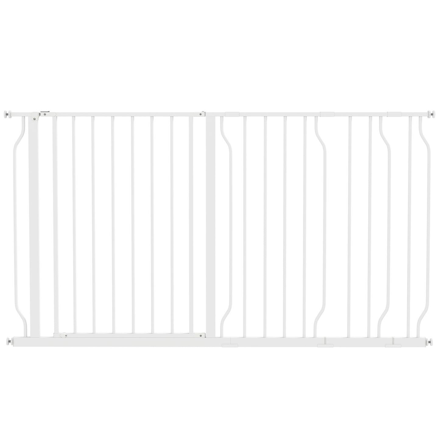 Photo of PawHut Extra Wide Dog Safety Gate, with Door Pressure, for Doorways, Hallways, Staircases - White in White colour on a white background