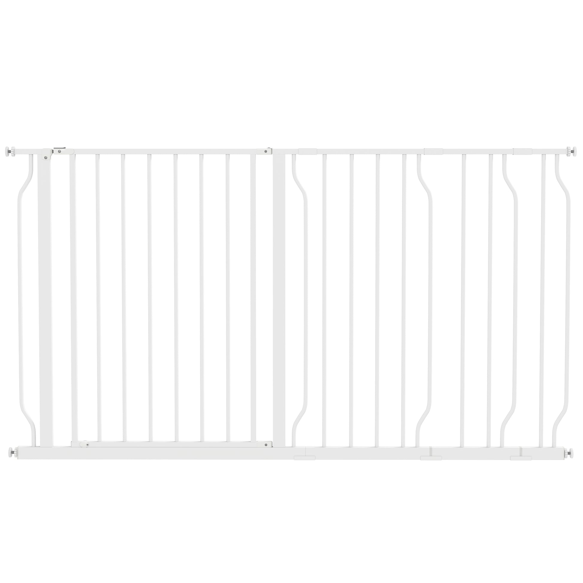 Photo of PawHut Extra Wide Dog Safety Gate, with Door Pressure, for Doorways, Hallways, Staircases - White in White colour on a white background
