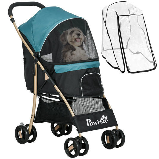 Photo of PawHut Pet Stroller for Small and Miniature Dogs, with Rain Cover - Dark Green in Green colour on a white background