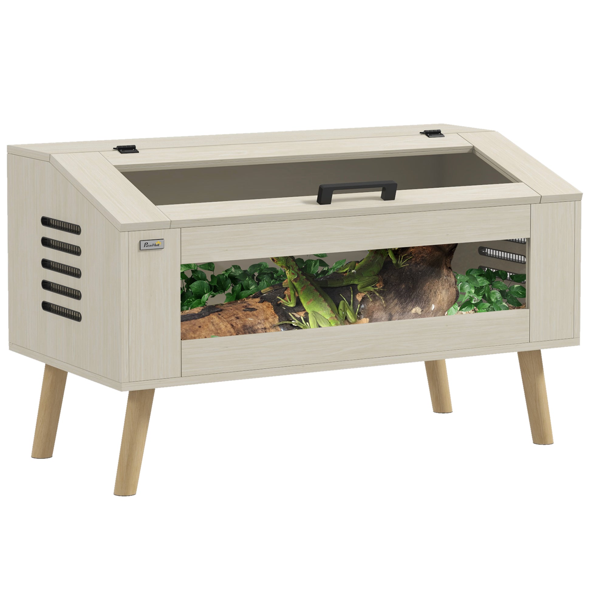 Photo of PawHut 140L Vivarium for Snakes, Lizards, Horned Frogs, Chameleons, Hamsters, Gerbils with Tempered Glass Windows in Windows colour on a white background