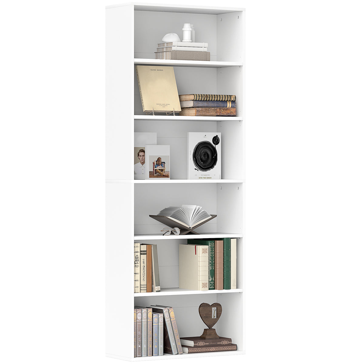 Photo of HOMCOM Six Shelf Bookcase - White in White colour on a white background