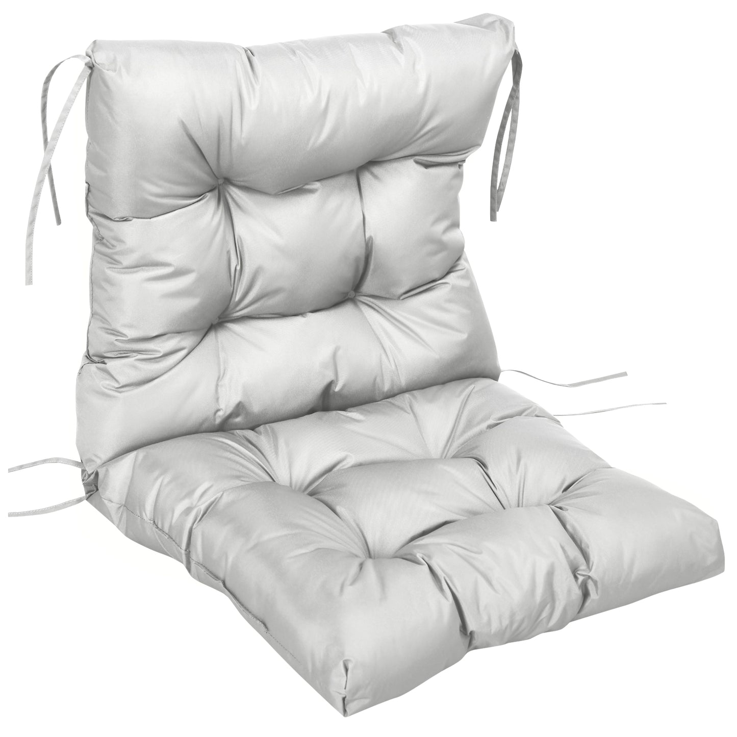 Photo of Outsunny Garden Back Chair Cushion, Comfortable Patio Seat Cushion Pad with Backrest for Outdoor & Indoor Use, Light Grey in Grey colour on a white background