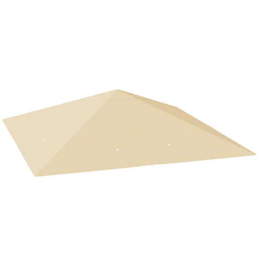 Photo of Outsunny 3 x 3(m) Gazebo Canopy Replacement Cover, Garden Gazebo Roof Replacement with Drain Holes, Water Resistant PVC Coating, 370g/㎡, UPF30+, TOP COVER ONLY, Beige in Beige colour on a white background