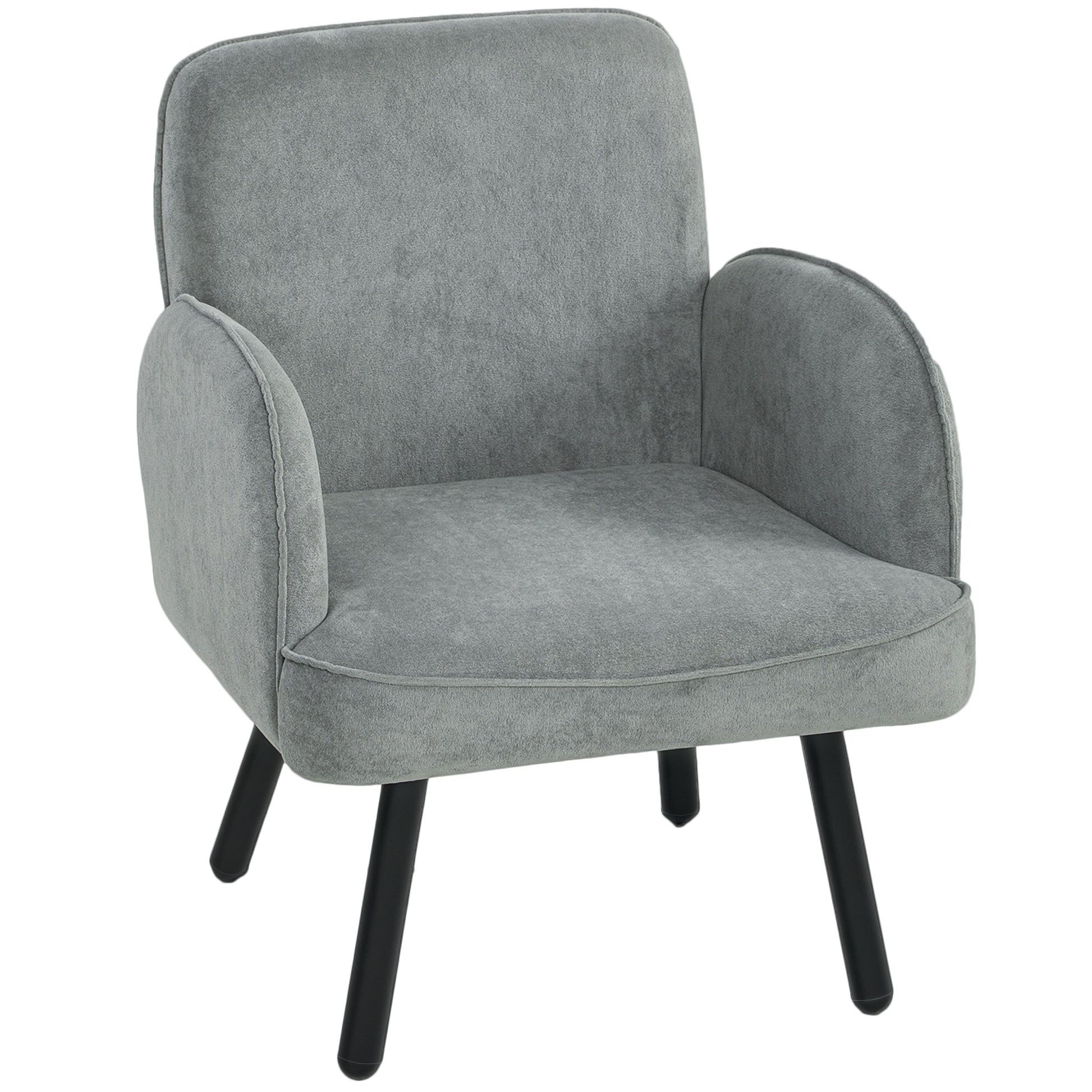 Photo of HOMCOM Lounge Chair Velvet Upholstered Armchair with Spring Cushion for Living Room Bedroom Grey in Grey colour on a white background
