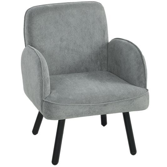 Photo of HOMCOM Lounge Chair Velvet Upholstered Armchair with Spring Cushion for Living Room Bedroom Grey in Grey colour on a white background
