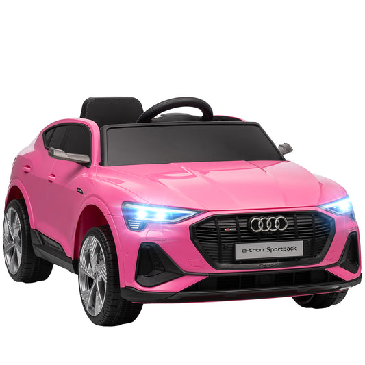 Photo of HOMCOM 12V Kids Electric Ride on, Electric Car for Kids with Parental Remote, Music, Lights, Suspension Wheels, Pink in Pink colour on a white background