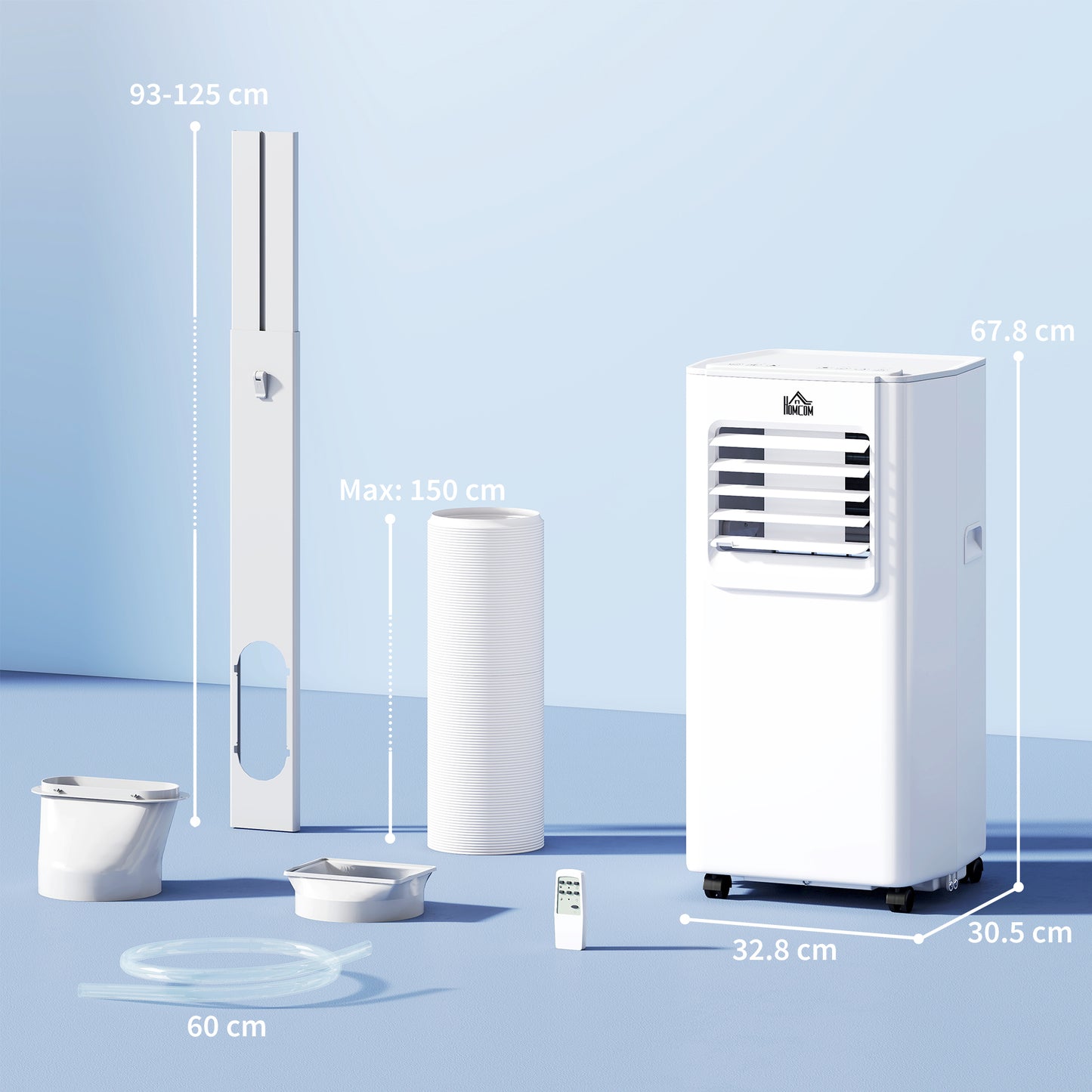 HOMCOM 5000 BTU Portable Air Conditioner, 4-in-1 Air Conditioning Unit, Dehumidifier, Cooling, Fan, Sleep Mode, with Remote Control, 2 Speeds, 24H Timer, Window Venting Kit, 12m²