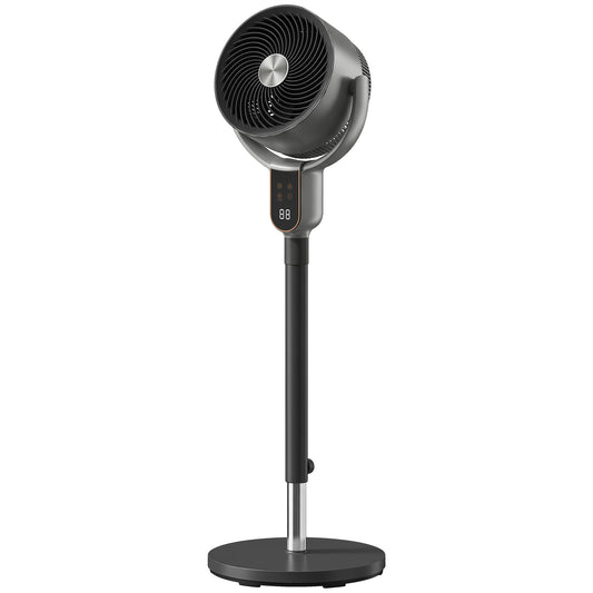 Photo of HOMCOM 20 dB Silent Standing Fan for Bedroom, 42" Pedestal Fan with Remote, 90° Oscillating, 8 Speeds, Remote Control, Grey in Grey colour on a white background