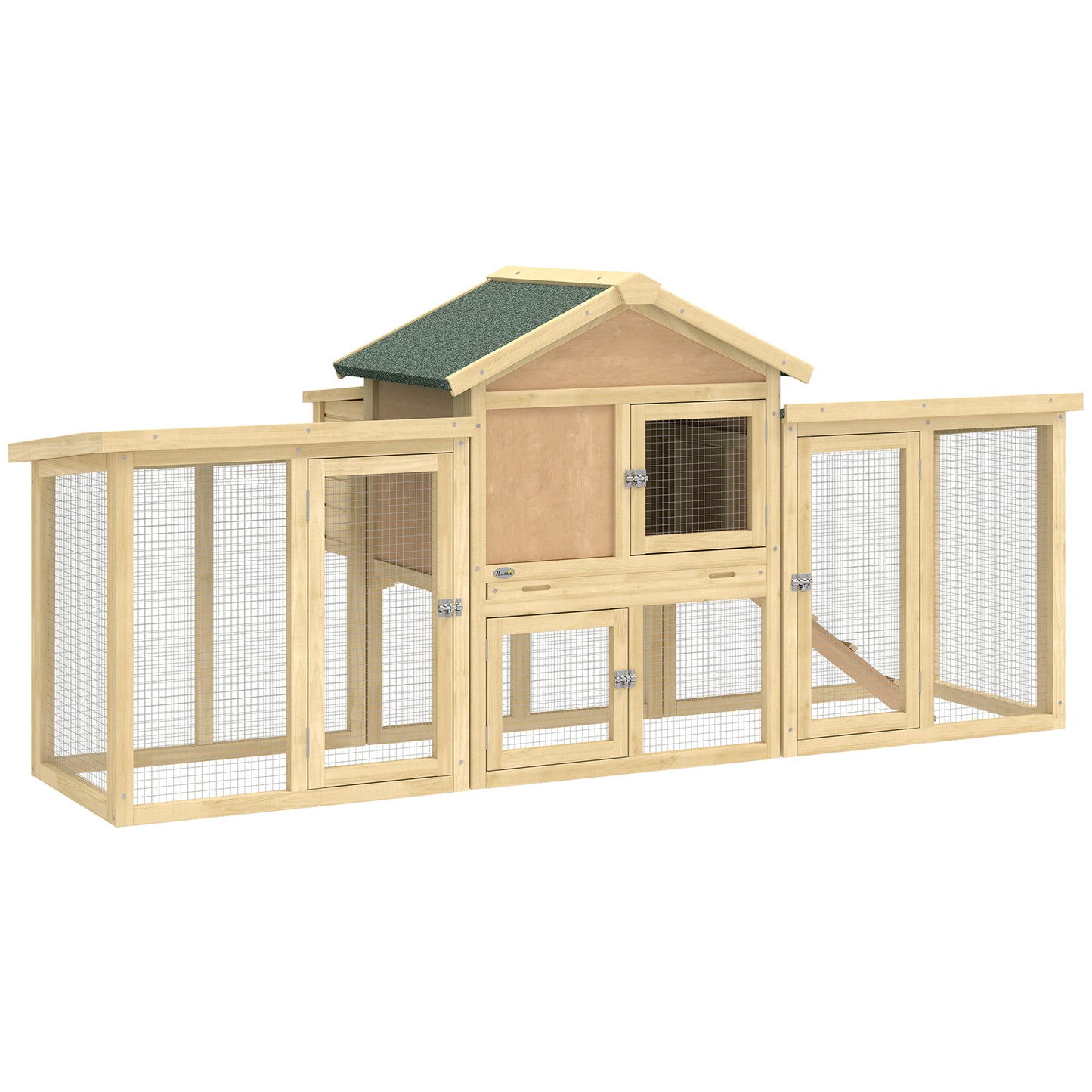 Photo of PawHut Large Chicken Coop, Wooden Outdoor Chicken Cage Poultry Hen House with Nesting Box in Box colour on a white background