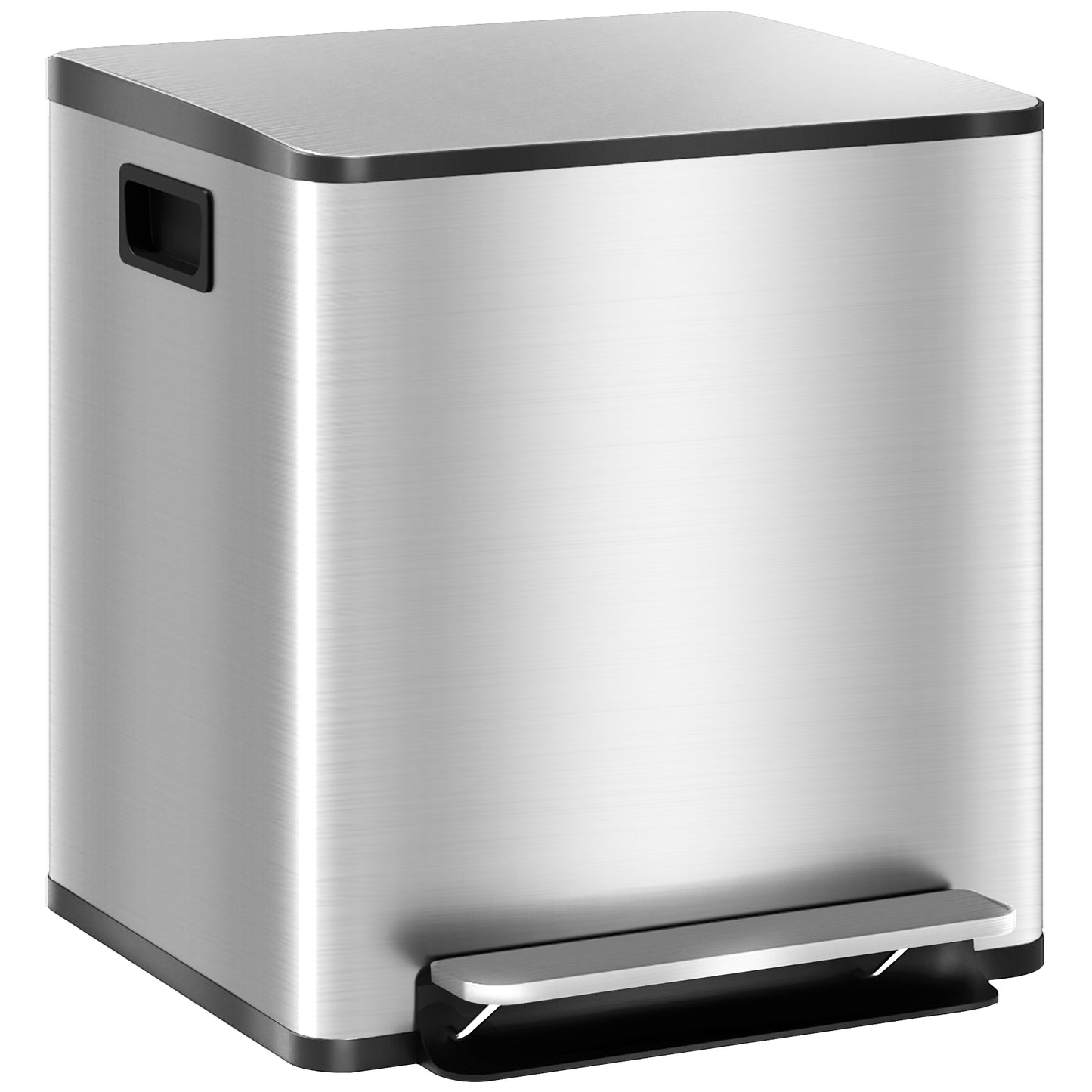 Photo of HOMCOM 30L Dual Compartment Stainless Steel Bin, with Deodoriser Holders - Silver Tone in Tone colour on a white background