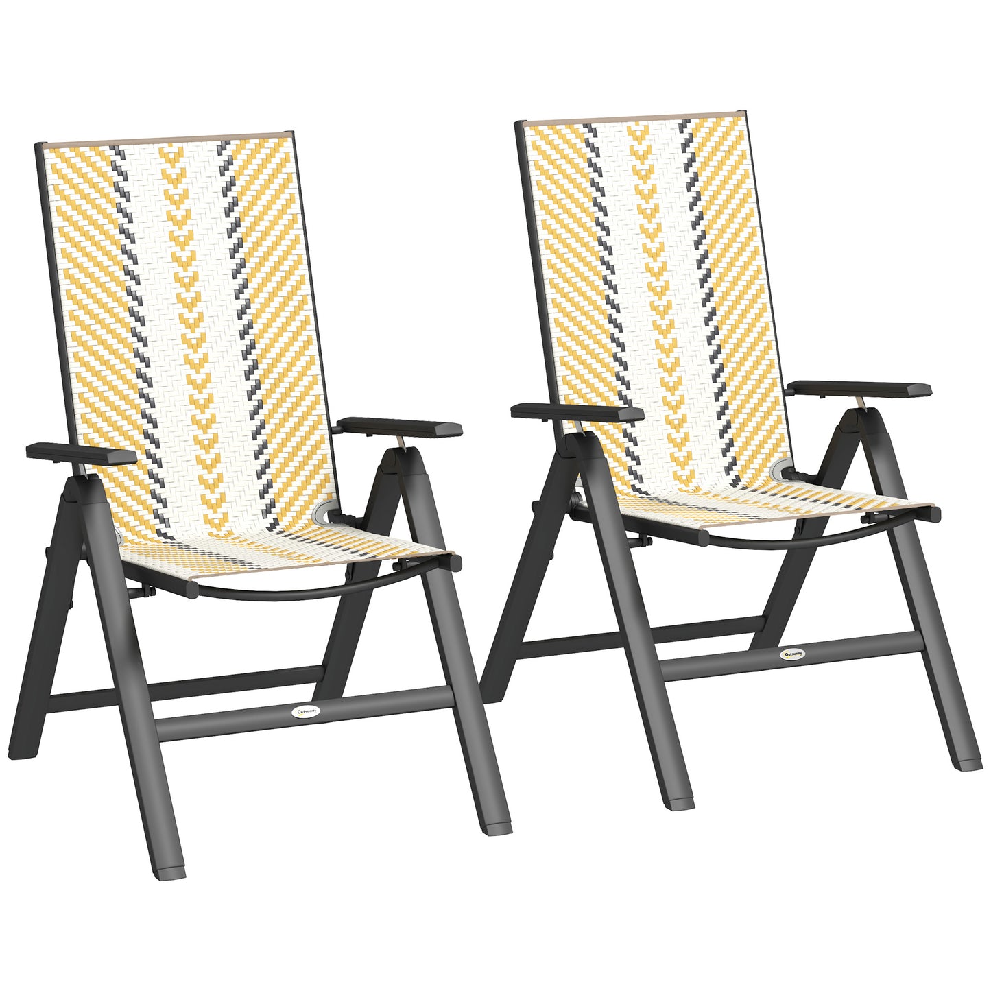 Photo of Outsunny Set of Two Rattan Reclining Garden Chairs - Multicolour in Multicolour colour on a white background