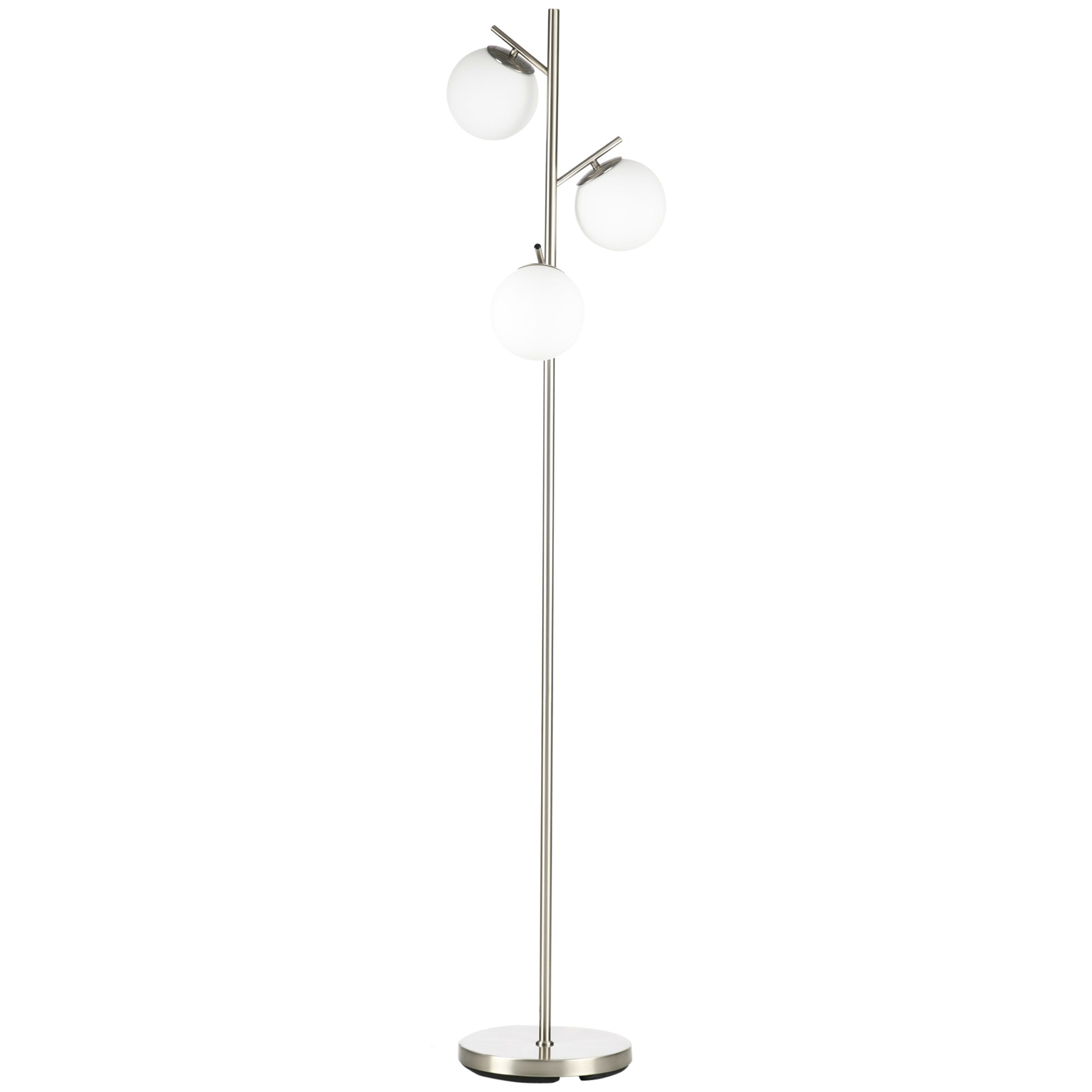 Photo of HOMCOM 3-Light Tree Floor Lamps for Living Room, Modern Standing Lamp for Bedroom with Globe Lampshade, Steel Base, Bulb not Included, Silver Tone in Tone colour on a white background