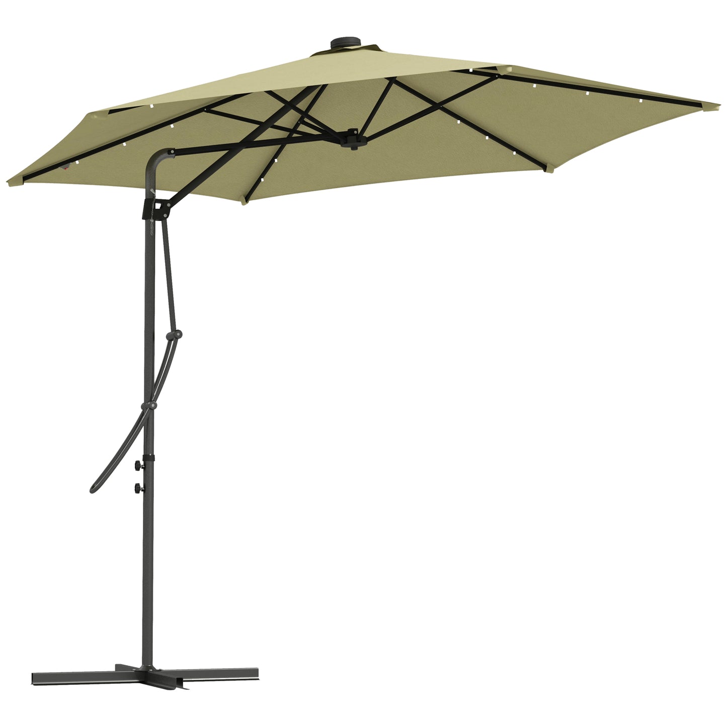 Photo of Outsunny 3(m) Solar LED Cantilever Parasol - Beige in Beige colour on a white background