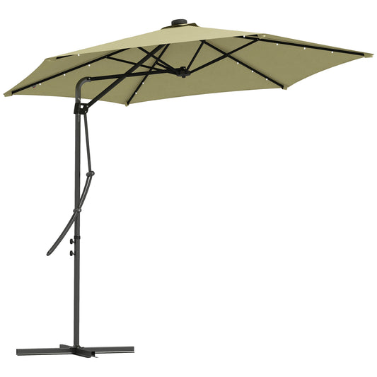 Photo of Outsunny 3(m) Solar LED Cantilever Parasol - Beige in Beige colour on a white background