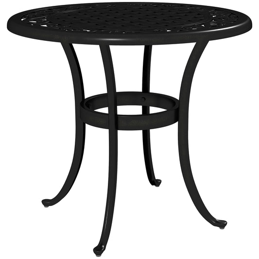 Photo of Outsunny Outdoor Garden Table, Cast Aluminium Patio End Table with Anti-slip Foot Pads for Garden, Patio, Balcony, 60 x 60 cm, Black in Black colour on a white background