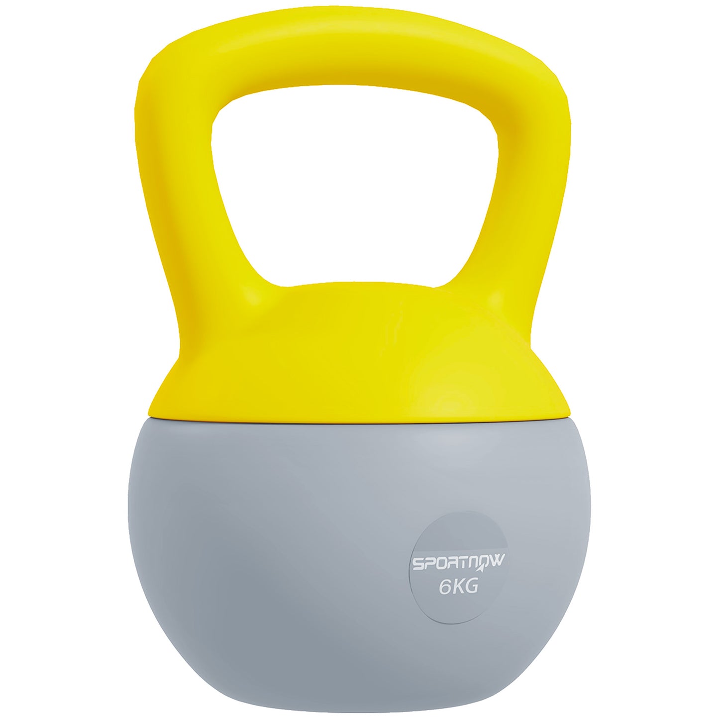 Photo of SPORTNOW 6KG Soft Kettlebell, Kettlebell with Non-Slip Handle for Home Gym, Weight Lifting, Strength Training, Yellow/Grey in Yellow/Grey colour on a white background