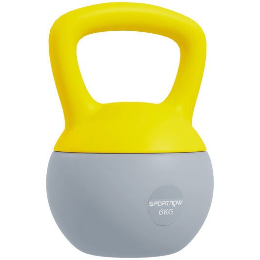 Photo of SPORTNOW 6KG Soft Kettlebell, Kettlebell with Non-Slip Handle for Home Gym, Weight Lifting, Strength Training, Yellow/Grey in Yellow/Grey colour on a white background