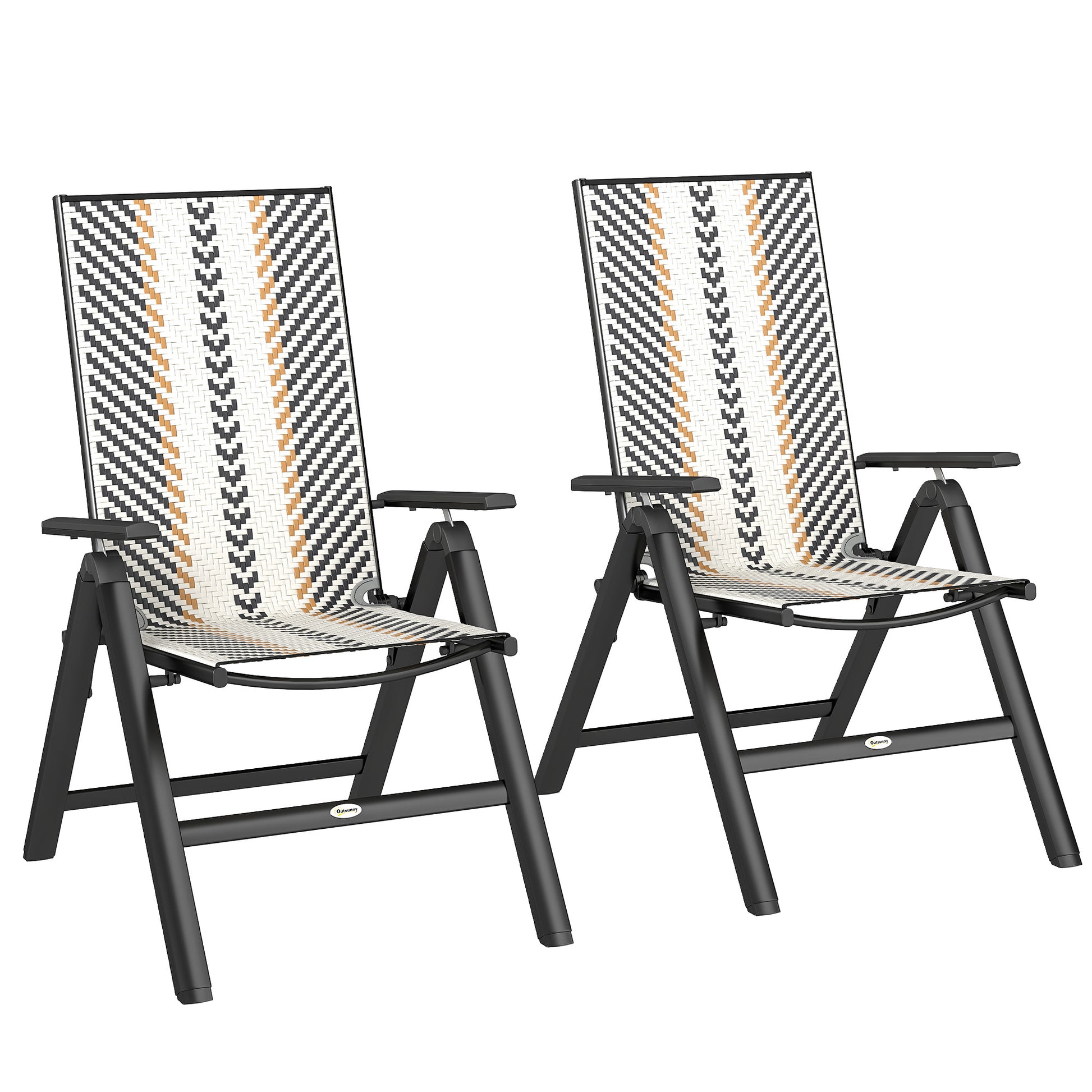 Photo of Outsunny Set of Two Rattan Reclining Garden Chairs - Multicolour in Multicolour colour on a white background
