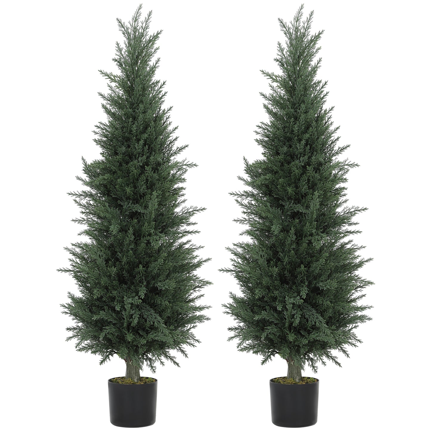 Photo of HOMCOM Set of Two Artificial Cypress Trees - Green in Green colour on a white background