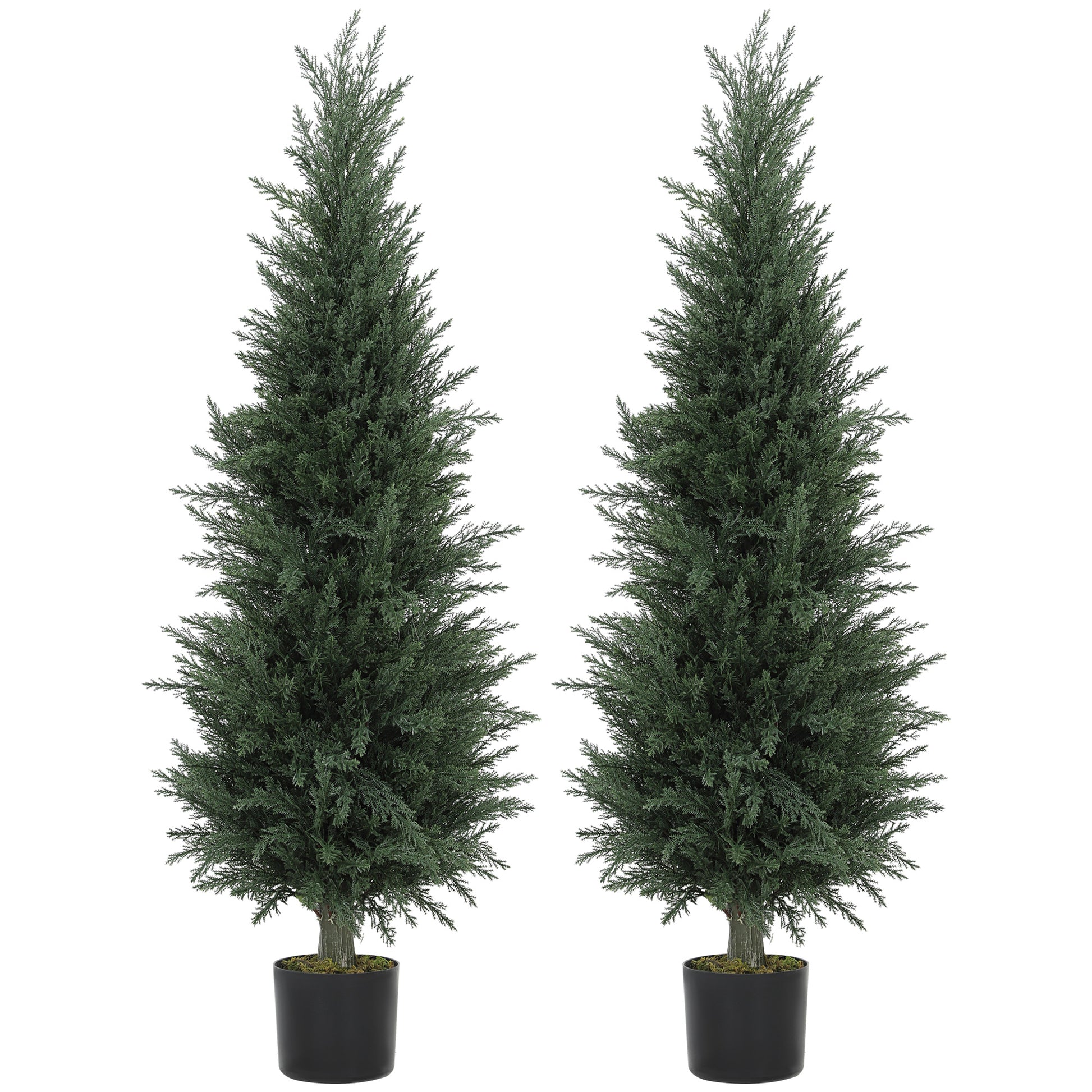 Photo of HOMCOM Set of Two Artificial Cypress Trees - Green in Green colour on a white background