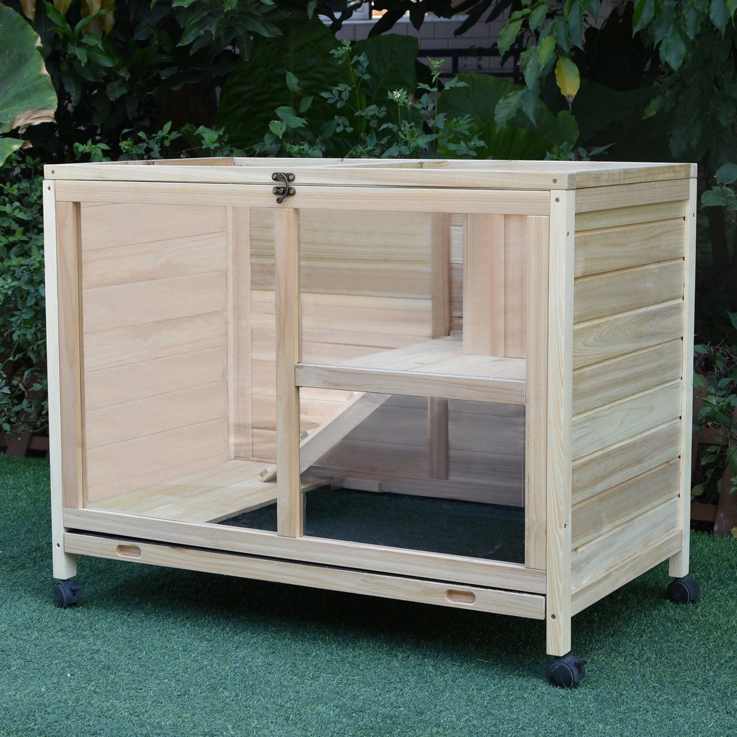 Photo of PawHut Small Animals Guinea Pigs Hutches Fir Wood Indoor Hutch in Hutch colour on a white background