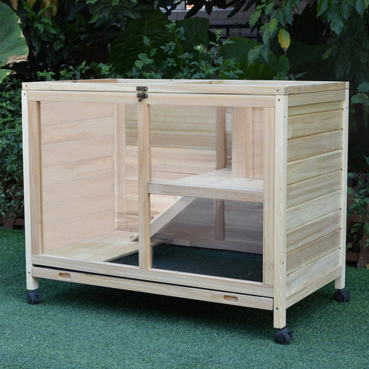 Photo of PawHut Small Animals Guinea Pigs Hutches Fir Wood Indoor Hutch in Hutch colour on a white background