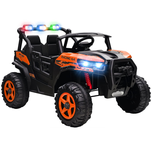 Photo of AIYAPLAY 24V Electric Ride on Car, 2-Seater Electric Car for Kids with Remote, Bluetooth, Soft Start, Suspension Spring, Orange in Orange colour on a white background