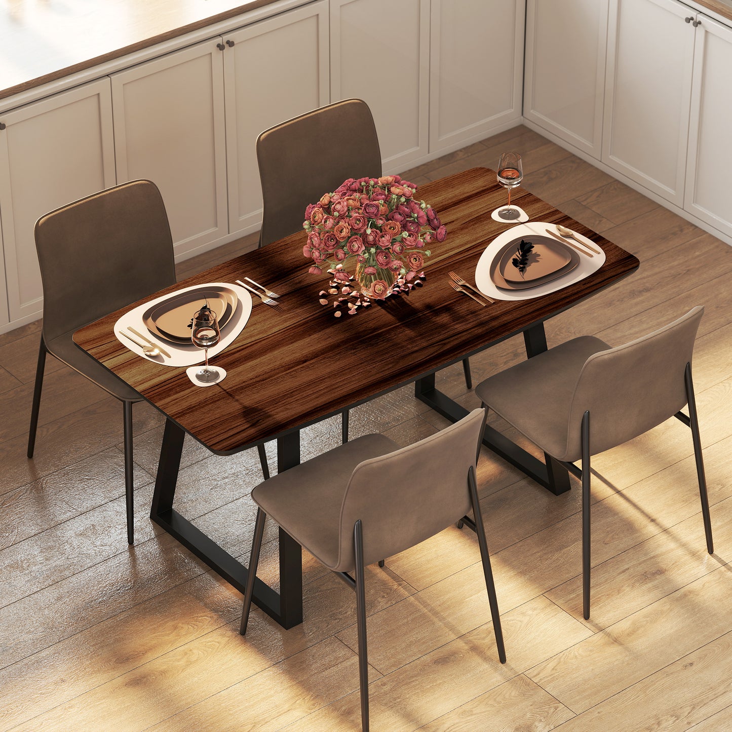 HOMCOM Extendable Dining Table Rectangular Wood Effect Tabletop for 4-6 People with Steel Frame & Hidden Leaves for Kitchen, Dining Room, Living Room