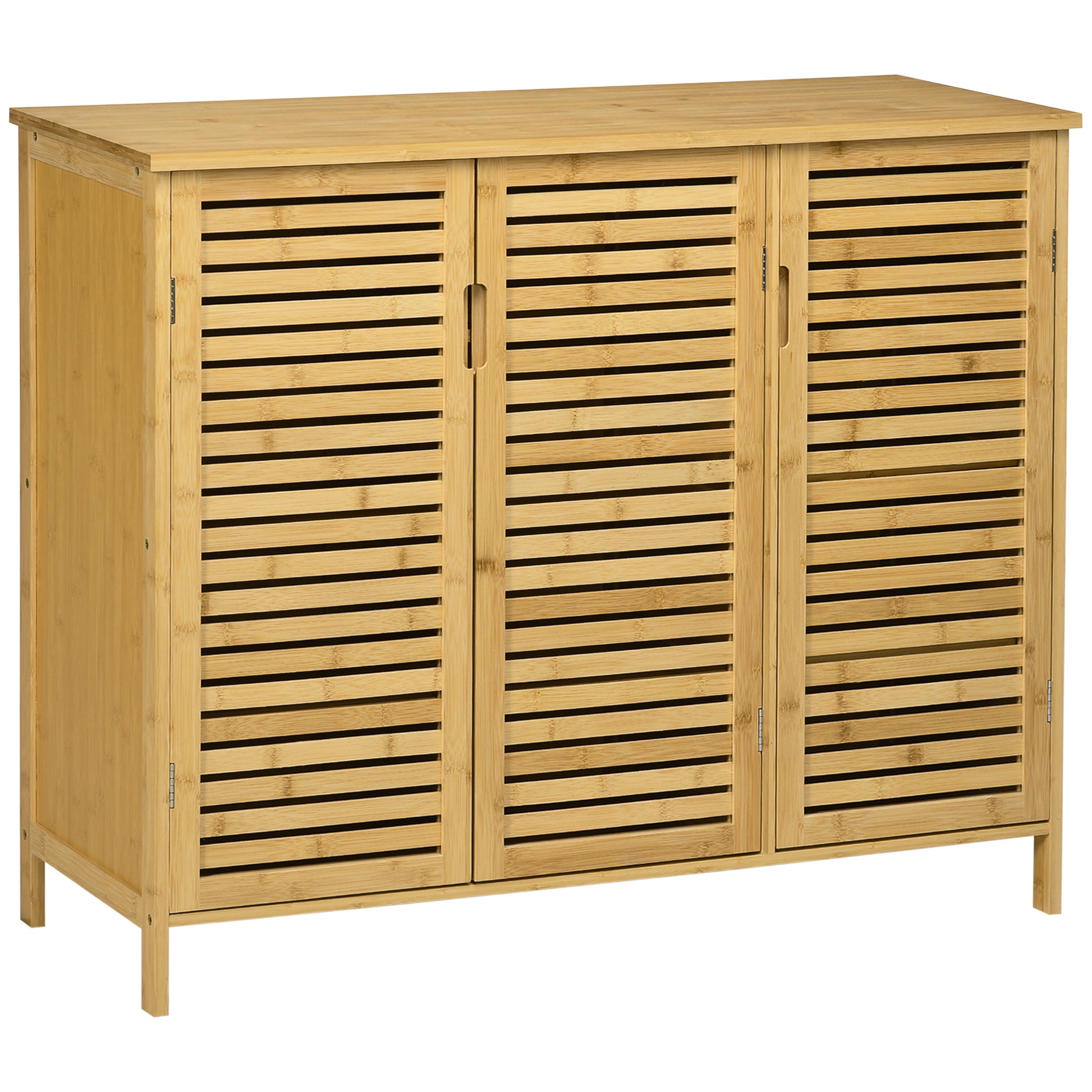 Photo of HOMCOM Rustic Shoe Cabinet, 3 Door Shoe Storage Cabinet with 8 Shelves, Natural Wood Finish in Finish colour on a white background
