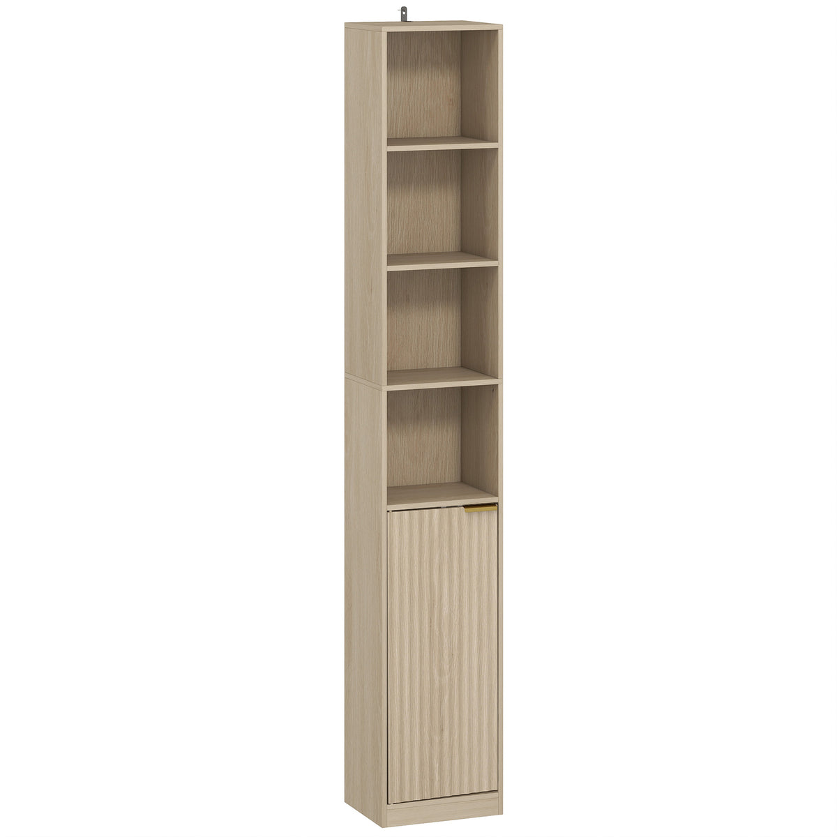 Photo of HOMCOM Bookcase Adjustable Shelf Bookshelf Anti-Tip Hardware 6-Tier Storage Cabinet Oak Wood Effect in Effect colour on a white background