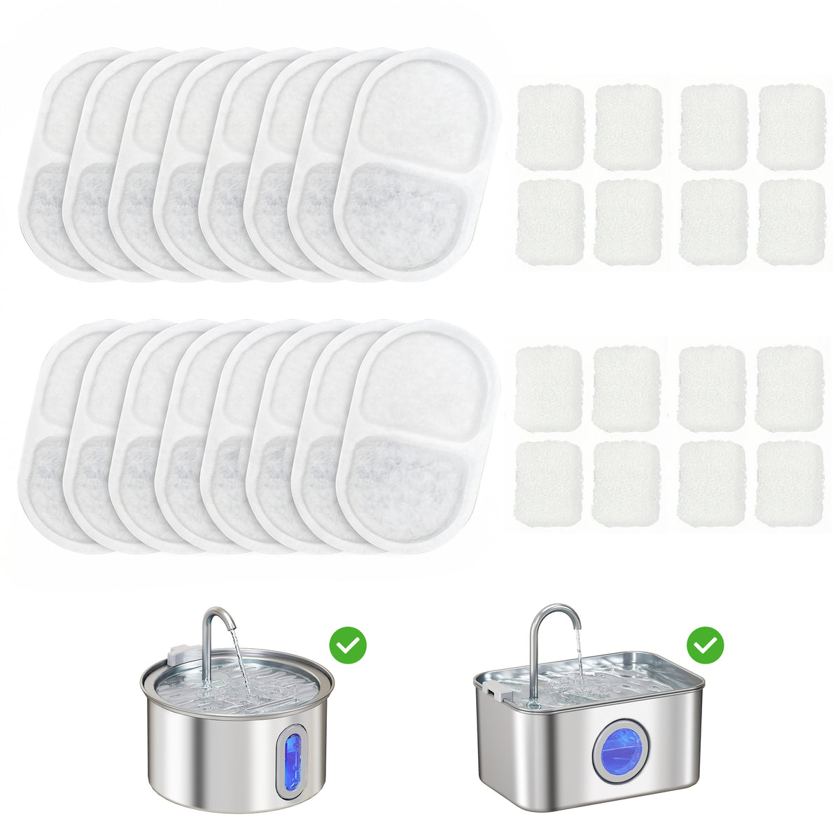 Photo of PawHut 16 Pack Cat Water Fountain Filters, Replacement Filters Set for 3.2L/2.5L Automatic Pet Fountain in Fountain colour on a white background