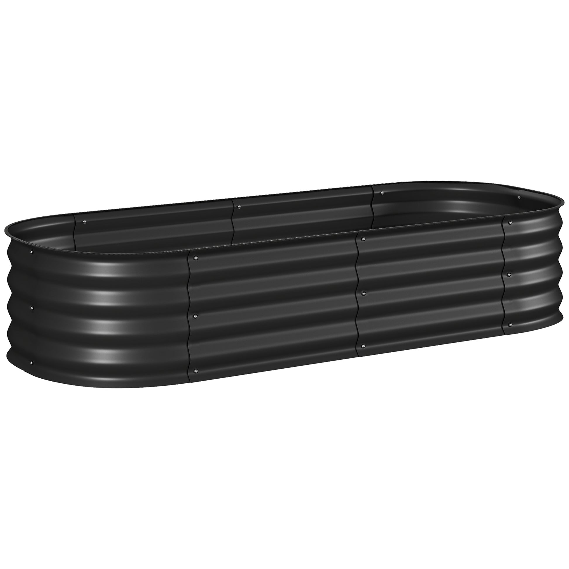 Photo of Outsunny Galvanised Raised Garden Bed, Metal Planter Box with Safety Edging, for Flowers, Herbs, Succulents, Black in Black colour on a white background