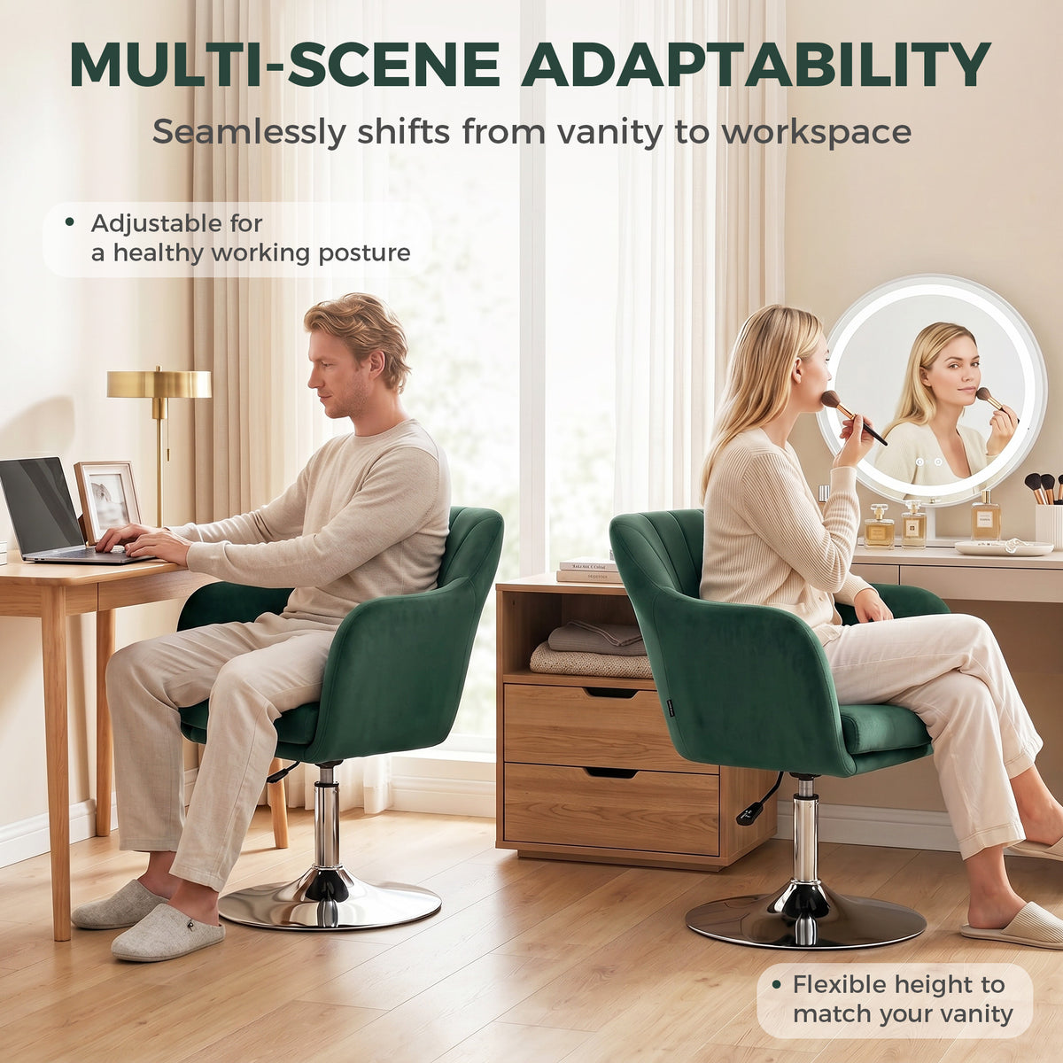 HOMCOM Retro Velvet Swivel Tub Chair with Steel Frame, Cushion Seat, Dark Green