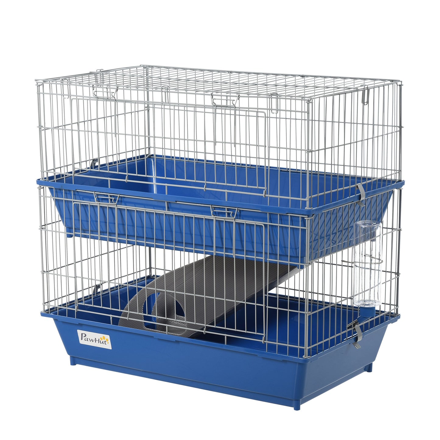 Photo of PawHut Metal 2-Tier Small Guinea Pigs Hutches Blue in Blue colour on a white background