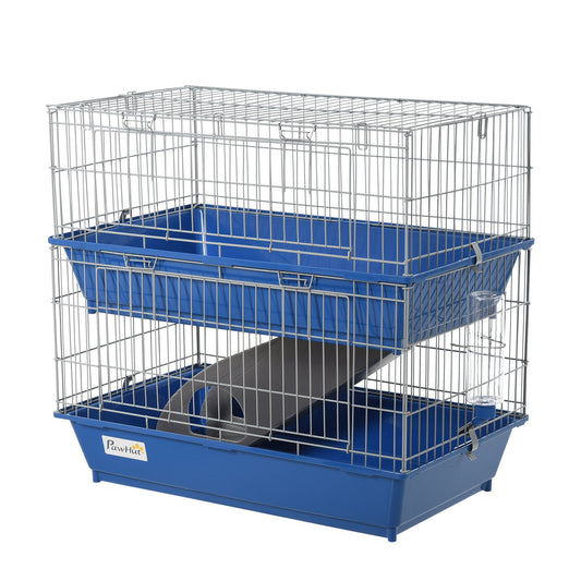 Photo of PawHut Metal 2-Tier Small Guinea Pigs Hutches Blue in Blue colour on a white background