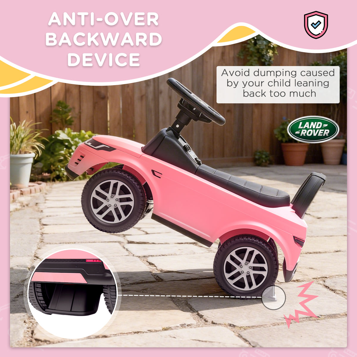AIYAPLAY Land Rover Licensed Toddler Ride on Car with Horn, Engine Sounds, Under-Seat Storage, for 18-36 Months, Pink