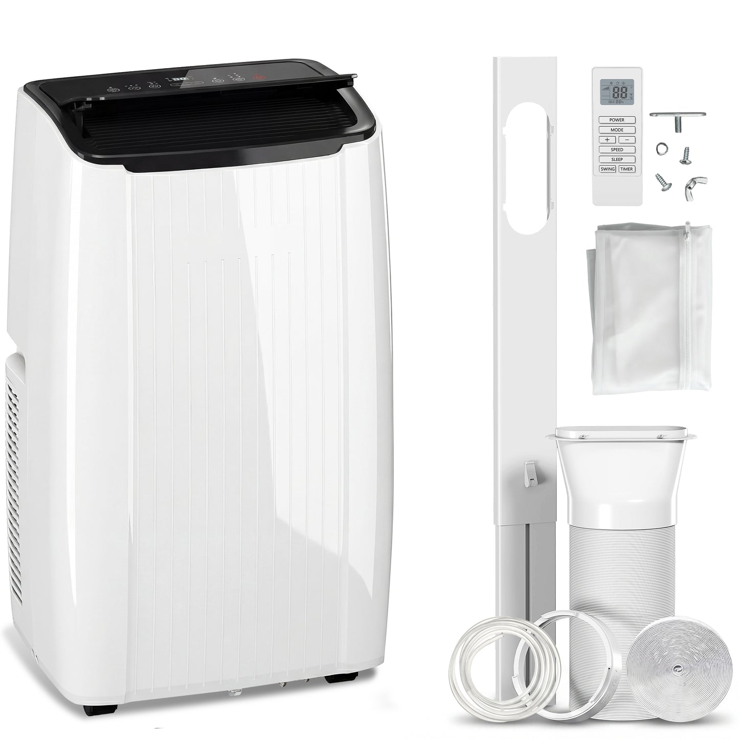 Photo of HOMCOM 12000 BTU 5-in-1 Portable Air Conditioner with Cool, Heat, Dehumidifier, Fan, Sleep, WiFi Voice Control, White in White colour on a white background