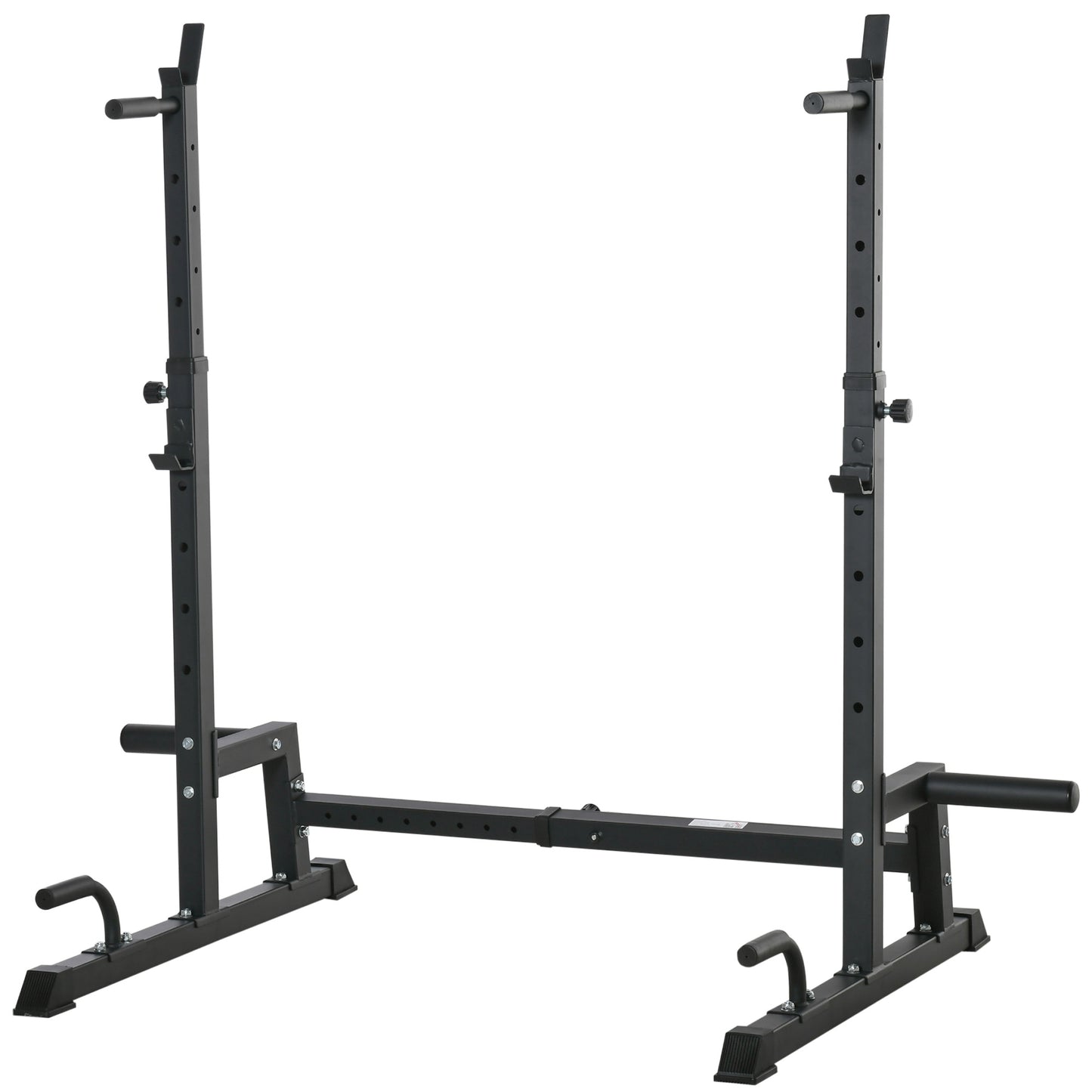 Photo of HOMCOM Multifunction Barbell Squat Rack Stand Heavy-Duty Strength Training Dumbbell Rack Adjustable Height Weight Lifting Bench Press Dip Station for Home Gym, Black in Black colour on a white background